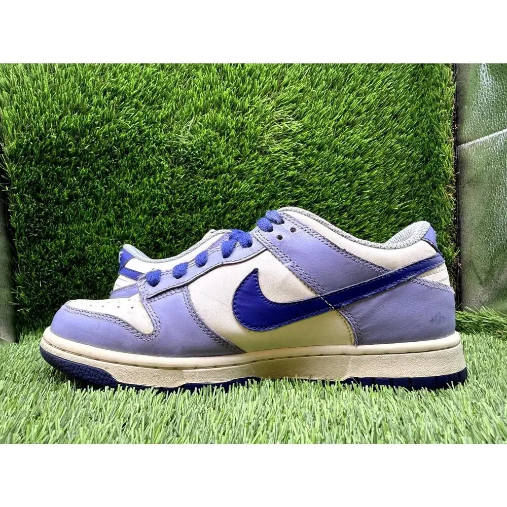 Nike Dunk Low DZ4456-100 Athletic Shoes Boys 6 Purple Leather Walking Cushioned